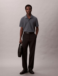 Cotton Blend Pique Polo Shirt, Harlem Night Blue, hi-res