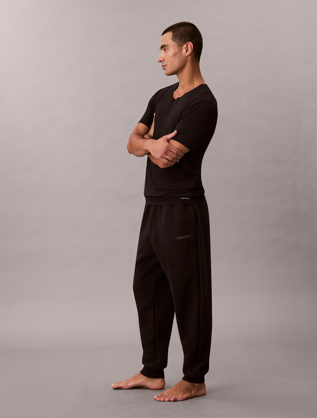 CK Black Cotton Stretch Tee, Black, hi-res