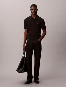 Monogram Cotton Pique Polo, Black, hi-res