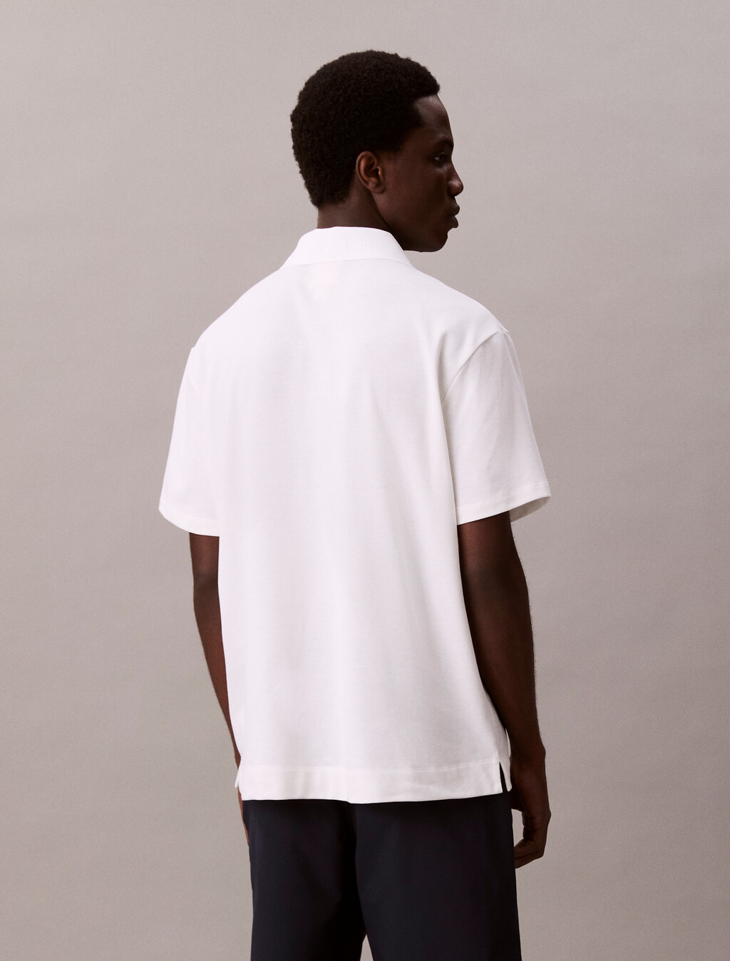 Cotton Blend Pique Polo Shirt, Bright White, hi-res