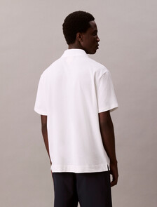 Cotton Blend Pique Polo Shirt, Bright White, hi-res