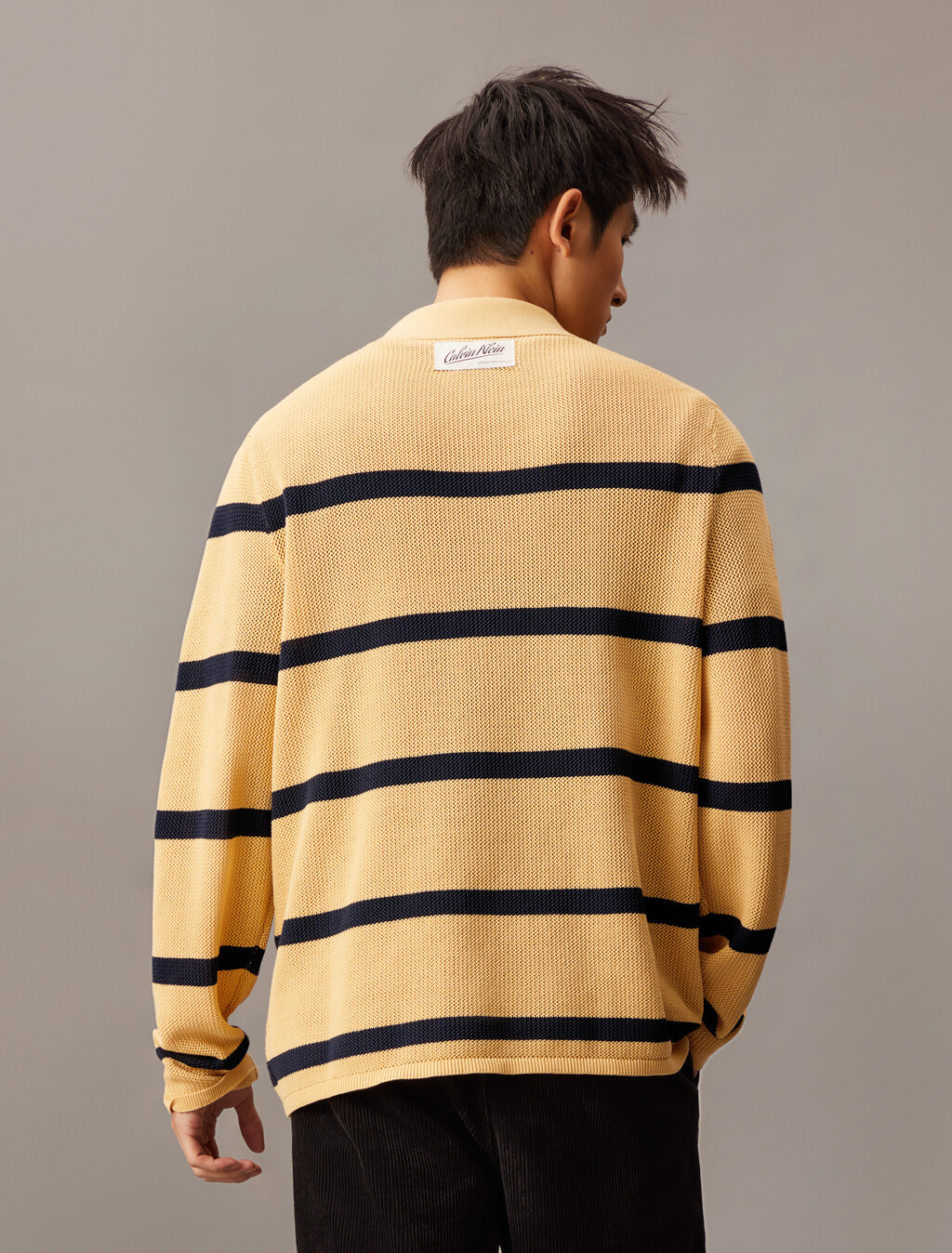 Striped Relaxed Polo, Lemon Peel, hi-res