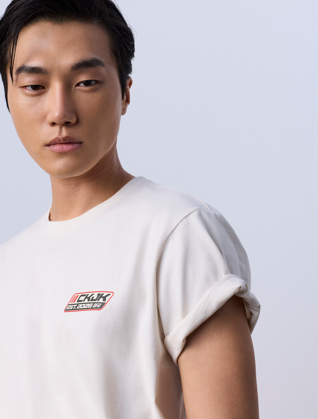 Jung Kook for Calvin Klein Logo Badge Relaxed T-Shirt, LILY, hi-res