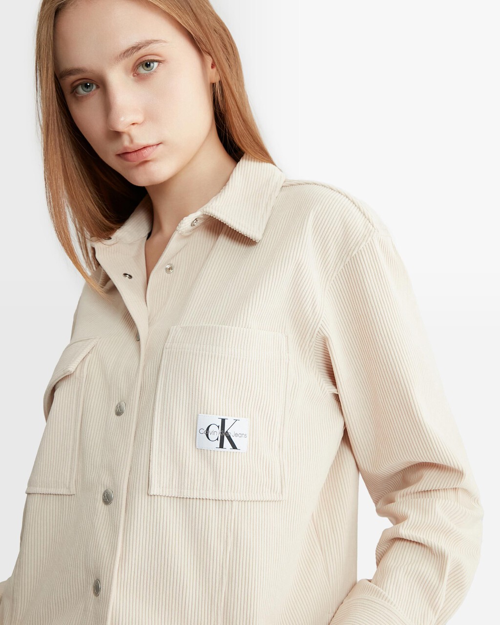 Naturals Corduroy Cropped Shirt, Putty Beige, hi-res
