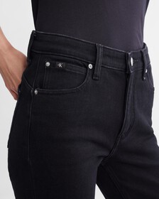 Brush Lined High Rise Body Slim Bootcut Jeans, Denim Black, hi-res