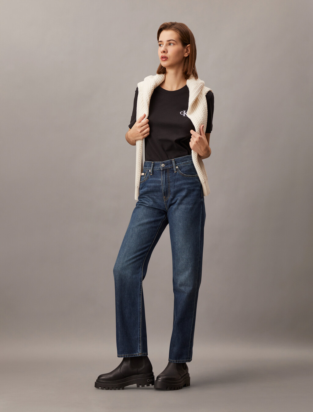 37.5 High Rise Straight Jeans, Denim Dark, hi-res
