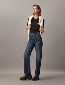 37.5 High Rise Straight Jeans, Denim Dark, hi-res