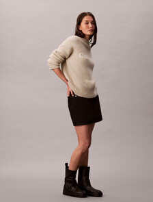 Alpaca Blend Logo Jumper, Pelican, hi-res