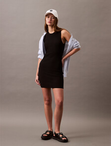 Sculpt Rib Knit Mini Dress, Black, hi-res