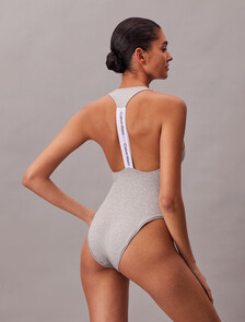 Racerback Bodysuit - Icon Cotton Modal, Grey Heather, hi-res