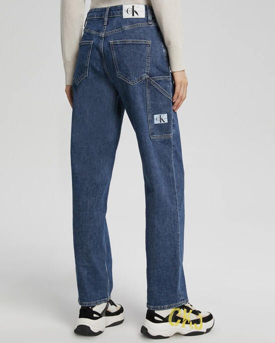 90s Straight Blue Stonewash Utility Jeans