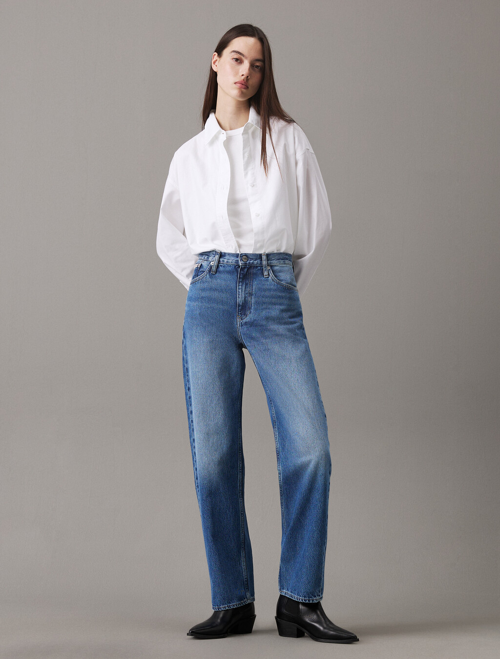 Relaxed Oxford Cotton Shirt, Bright White, hi-res