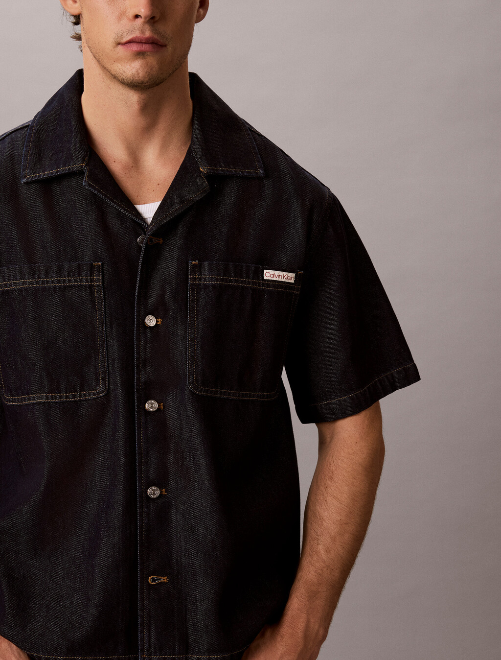 Eco Cool Short Sleeve Denim Shirt, RAW RINSE, hi-res