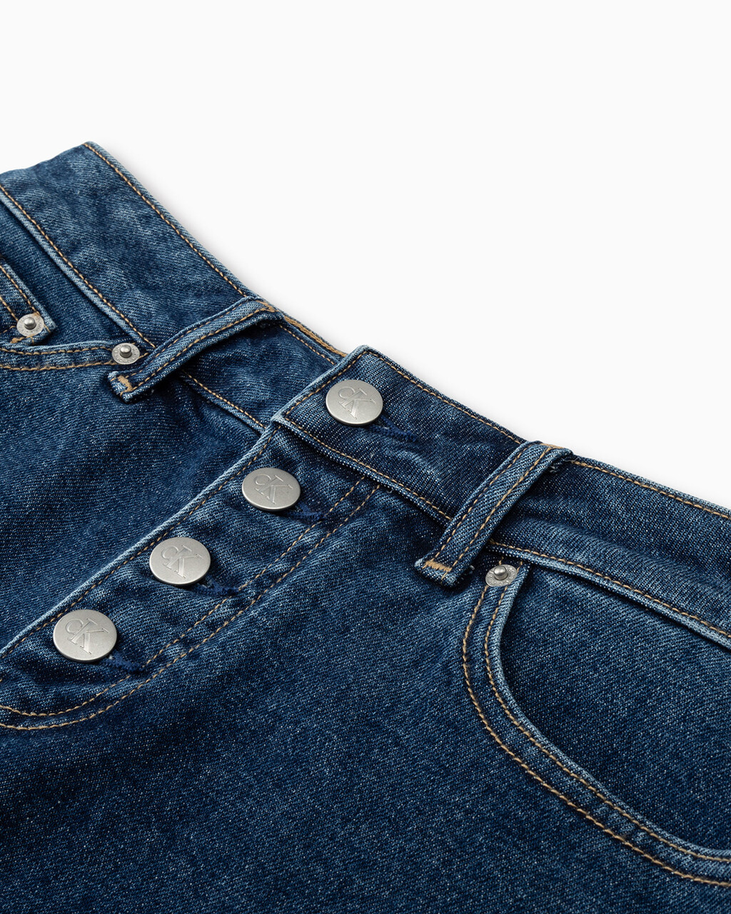 RECONSIDERED HIGH RISE WIDE LEG DENIM SHORTS, Dark Blue Exposed Shank, hi-res