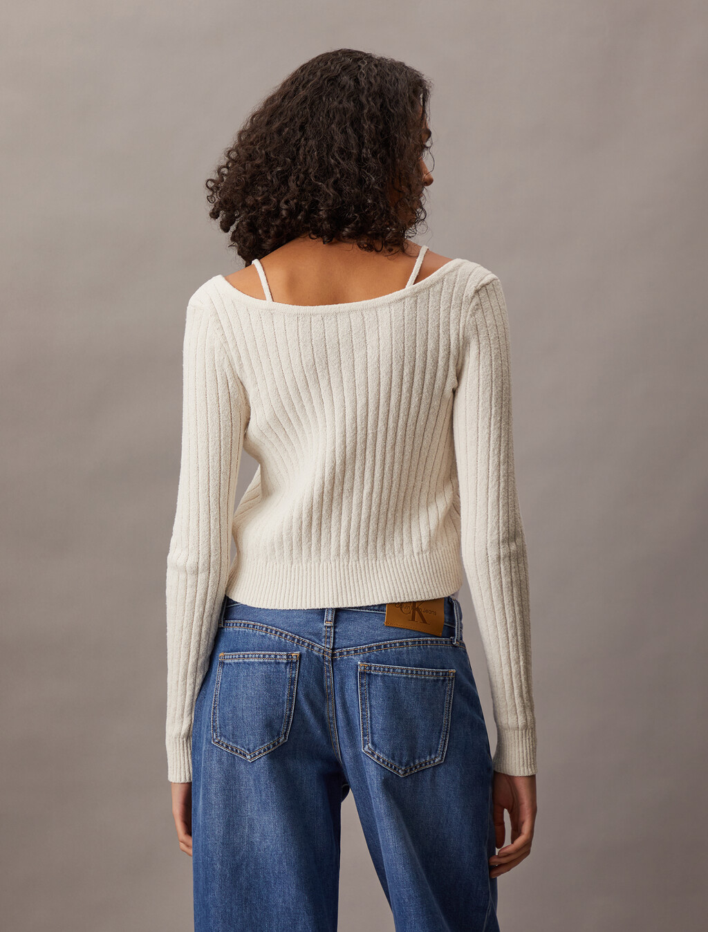 Cropped Rib Knit Cardigan, Chalk, hi-res