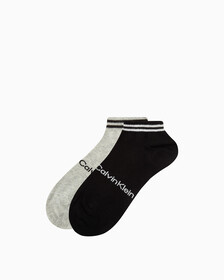MEN'S LOGO LOW CUT SOCKS, DARK GREY BLK, hi-res