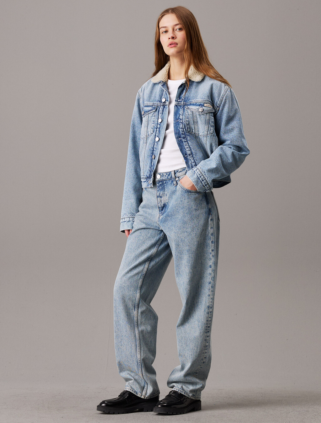 Sherpa Denim Jacket, Denim Medium, hi-res