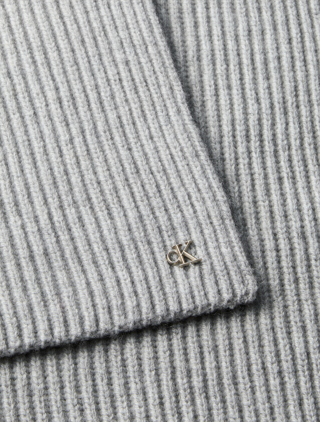 Wool Blend Signature Logo Scarf, Light Grey Heather, hi-res