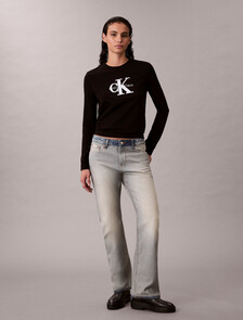 Monogram Long Sleeve Tee, Black, hi-res