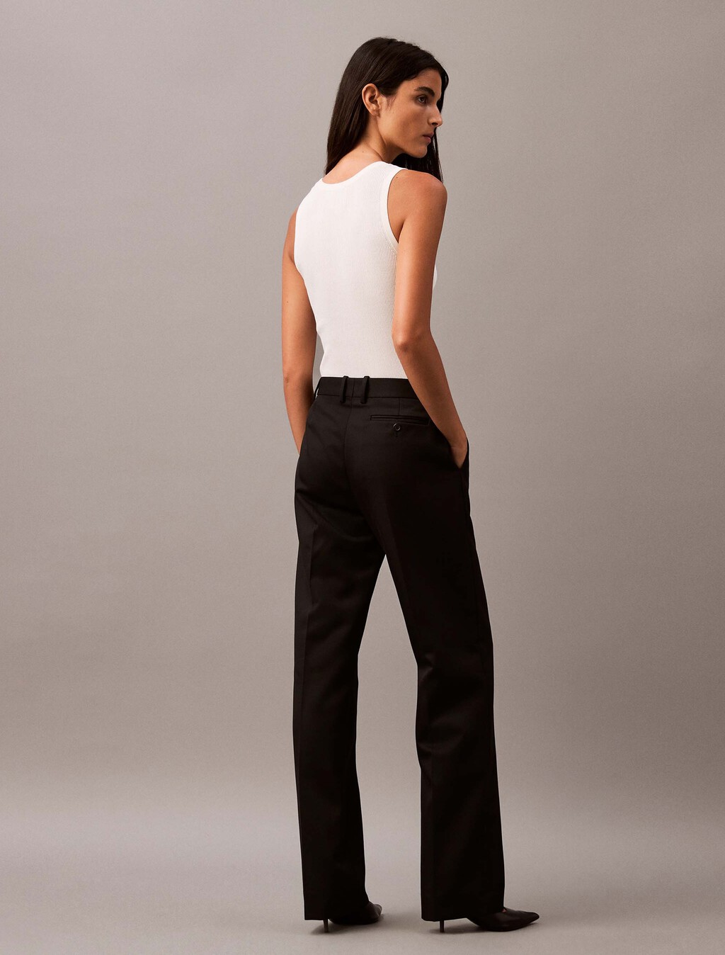 Cavalry Twill Low Rise Tailored Trousers, Black Beauty, hi-res