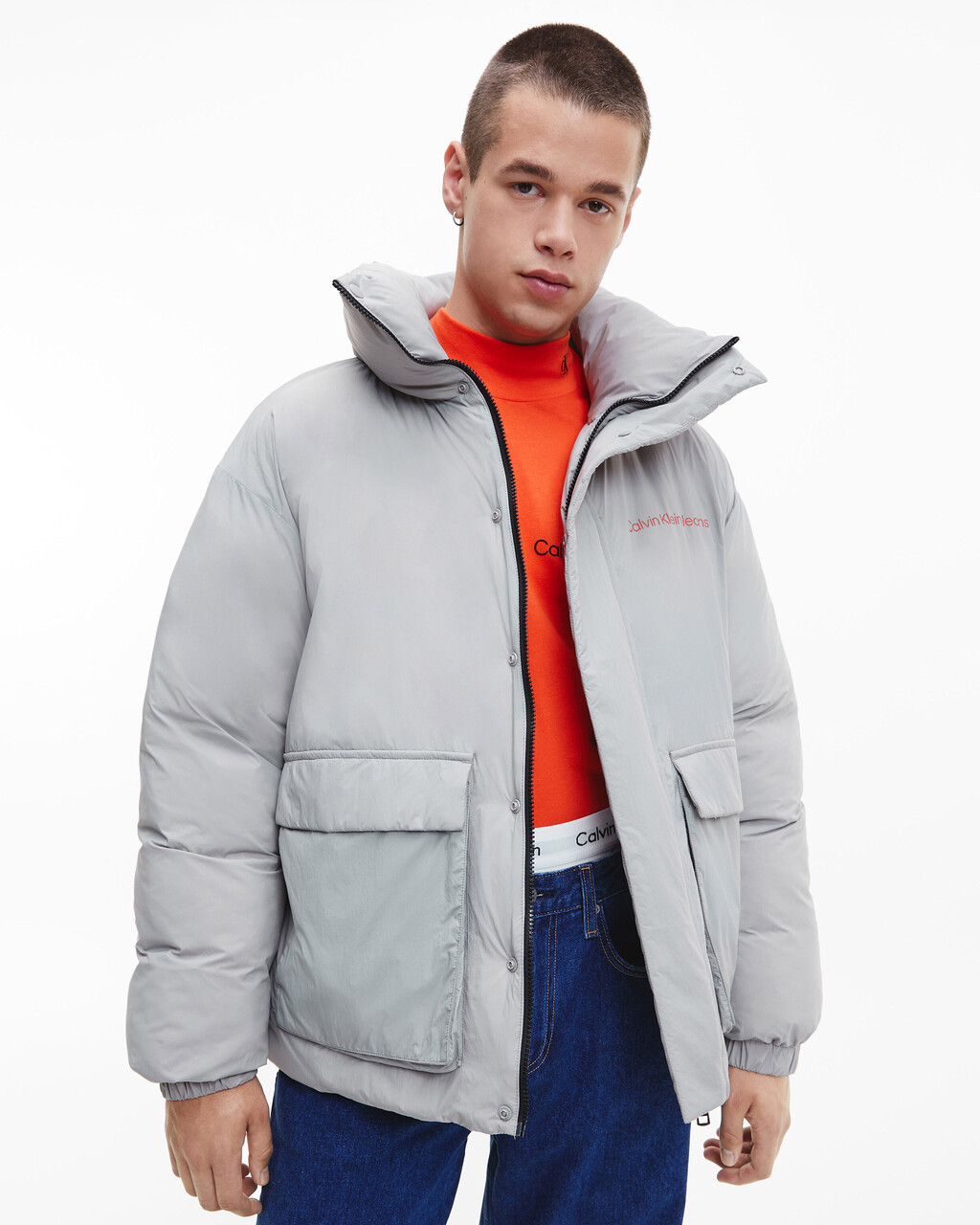 Quilted Puffer Jacket With Removable Sleeves, Mercury Grey, hi-res
