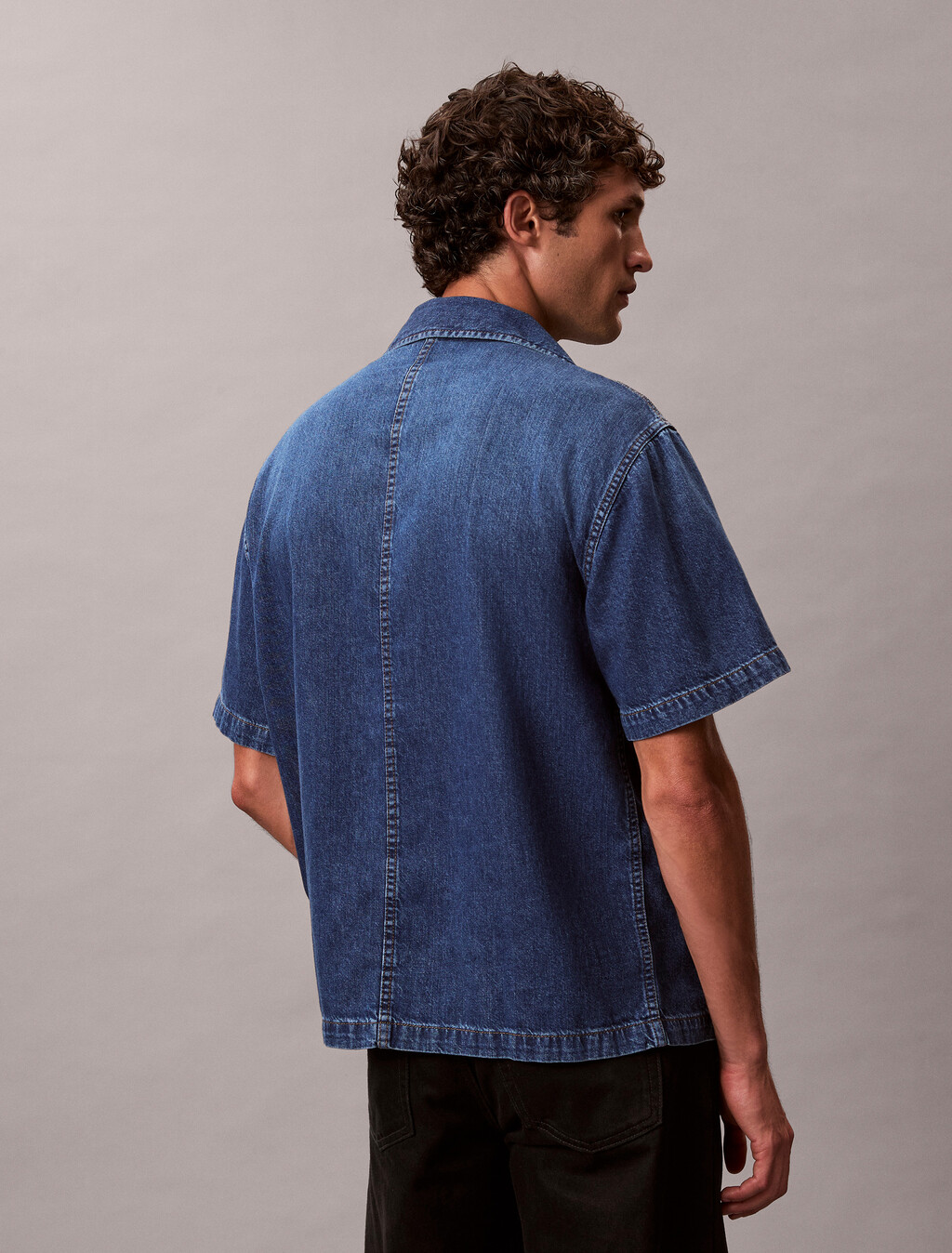 Denim Short Sleeve Shirt, NILE BLUE, hi-res