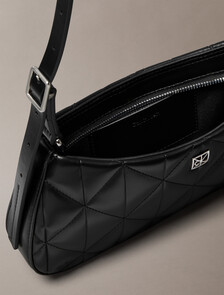 Quilted Emblem Logo Small Shoulder Bag, Black, hi-res