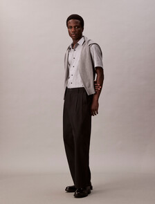 Textured Stripe Short Sleeve Shirt, Black, hi-res
