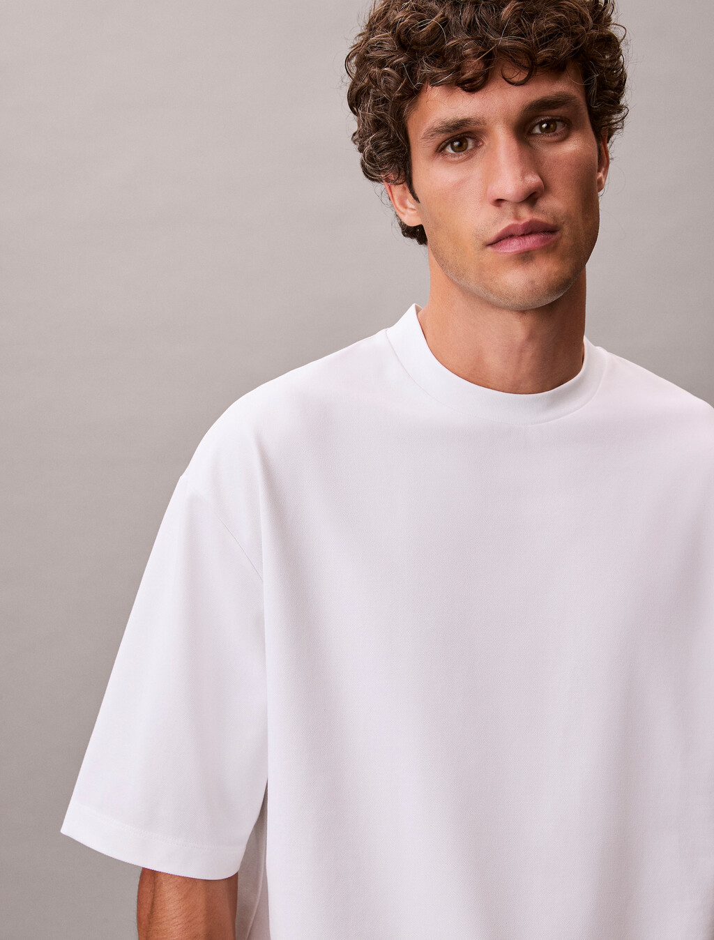 Embossed Monogram Cooling Pique Relaxed Tee, Bright White, hi-res