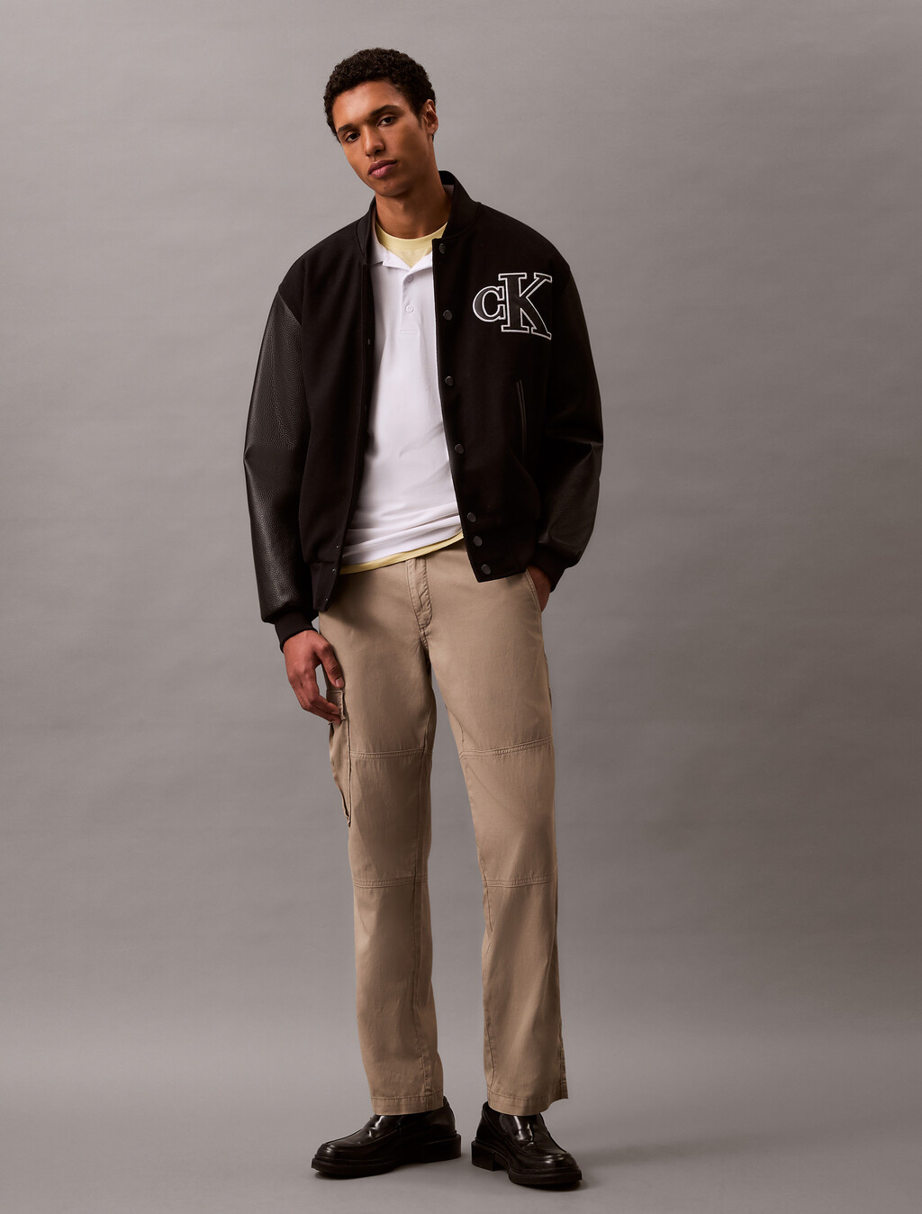 Embossed Monogram Tipped Polo, Brilliant White, hi-res