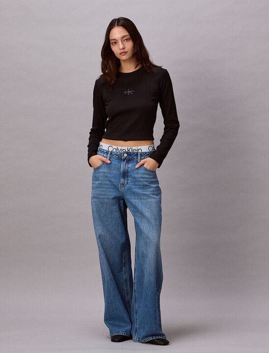 Logo Waistband Low Rise Baggy Jeans