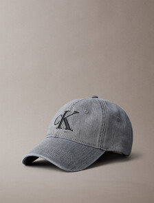 Large Monogram Denim Baseball Cap, DARK GREY, hi-res