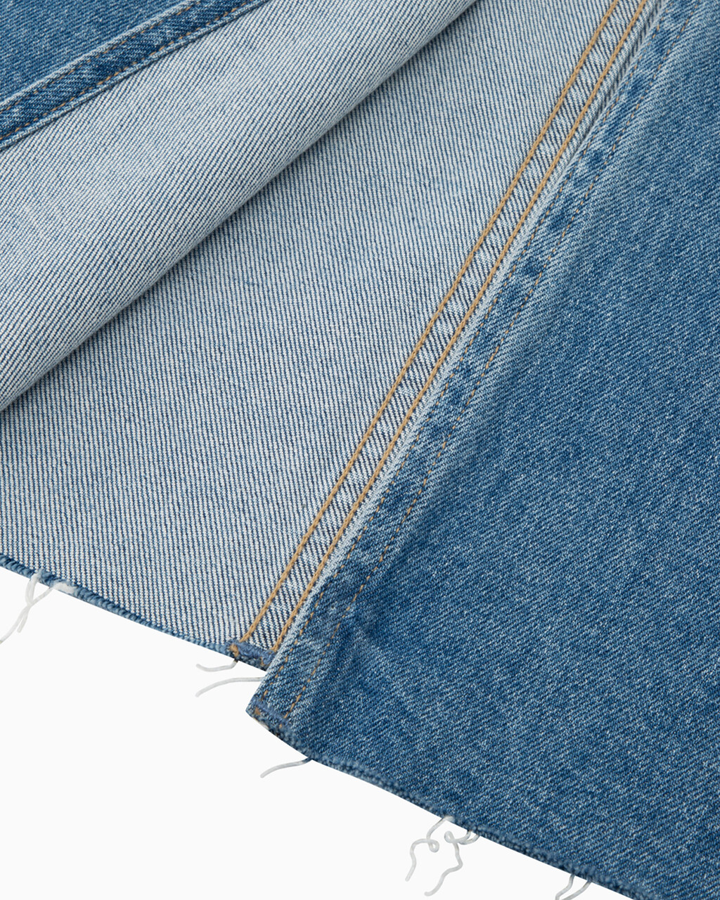 RECONSIDERED FRONT SPLIT MAXI DENIM SKIRT, Med Blue F Split Cross Wb Rwh, hi-res