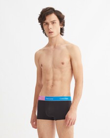 PRIDE MICRO COLOR BLOCK LOW RISE TRUNKS, Black w/ Shocking Blue, hi-res