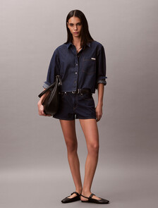 Cropped Denim Dad Shirt, CHESAPEAKE BAY, hi-res