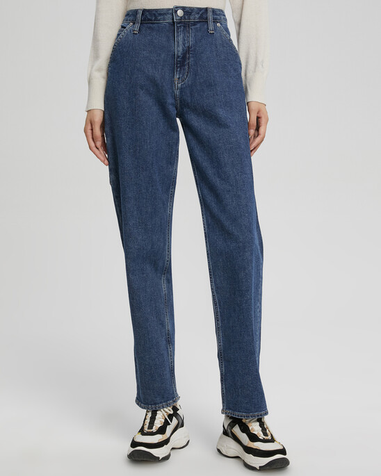 90s Straight Blue Stonewash Utility Jeans