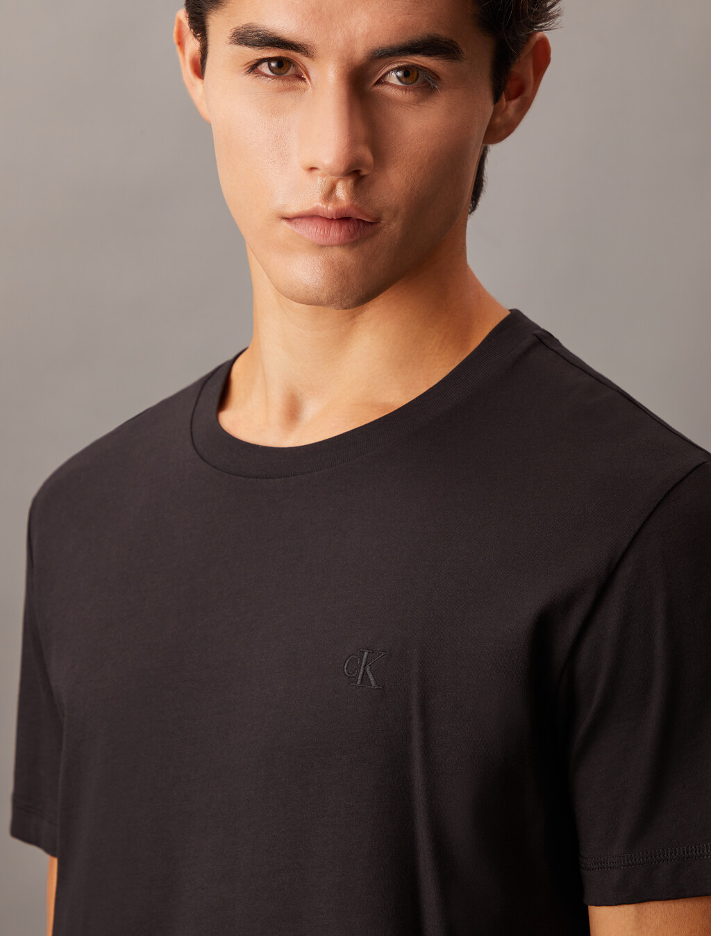 Tonal Monogram Embroidery Tee, Ck Black, hi-res