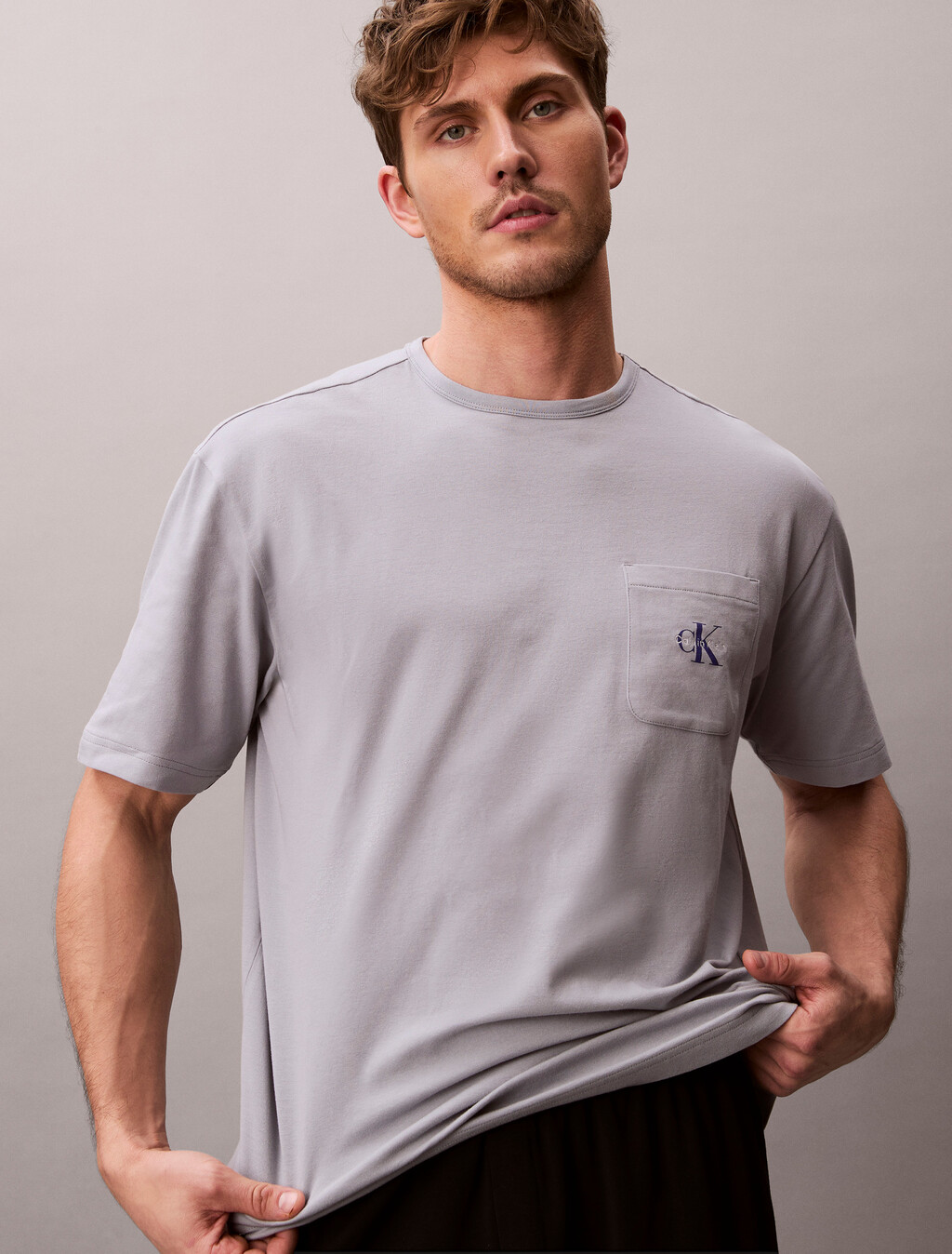 Pyjama Top - Icon Cotton Stretch, Misty Grey, hi-res