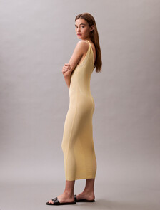 Knit Rib Sleeveless Dress, Sunlight, hi-res