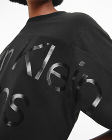 CROPPED GLOSS LOGO T-SHIRT, Ck Black, hi-res