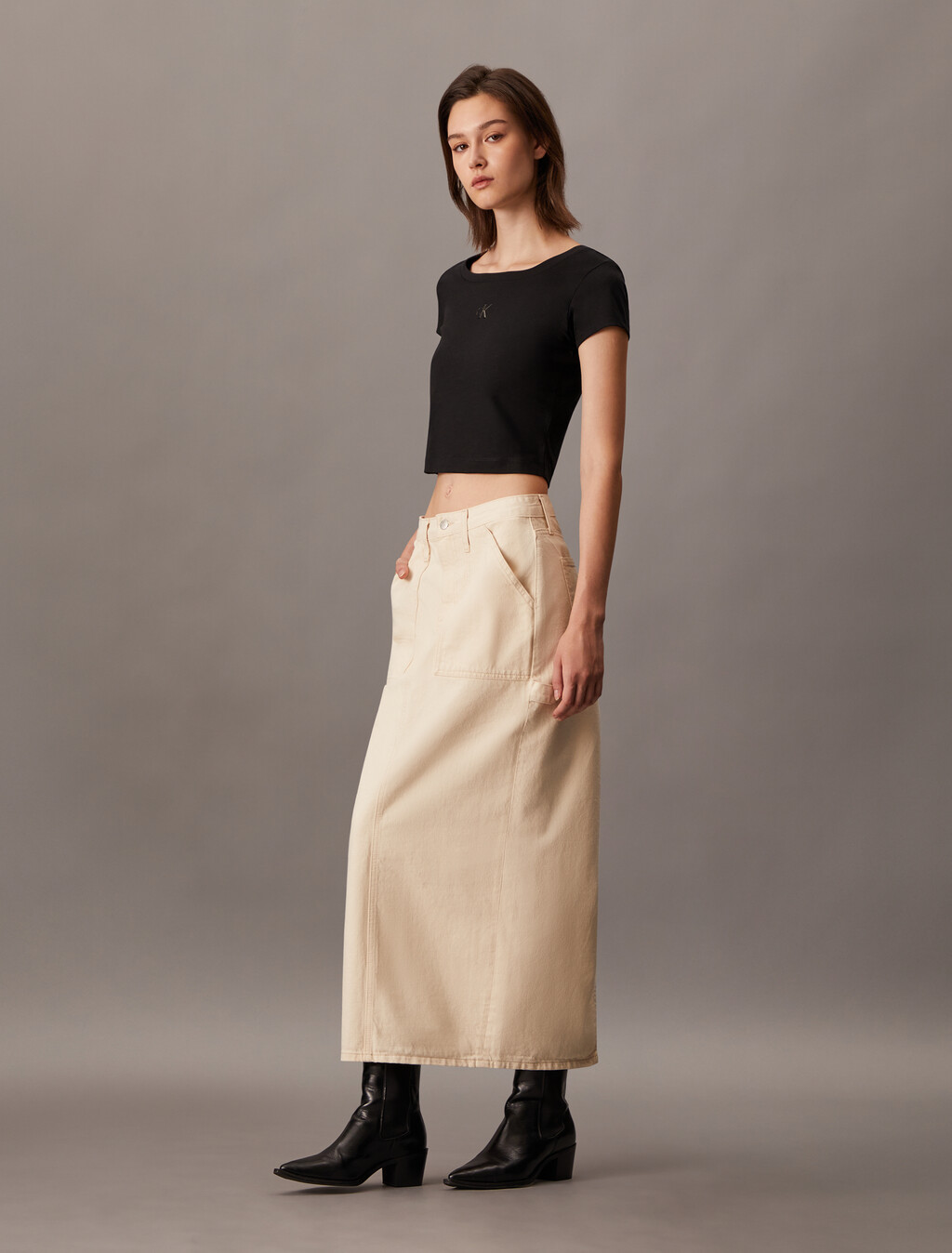 Denim Utility Maxi Skirt, Denim Light, hi-res