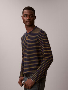 Cotton Crepe Stripe Tee, Dark Sapphire, hi-res
