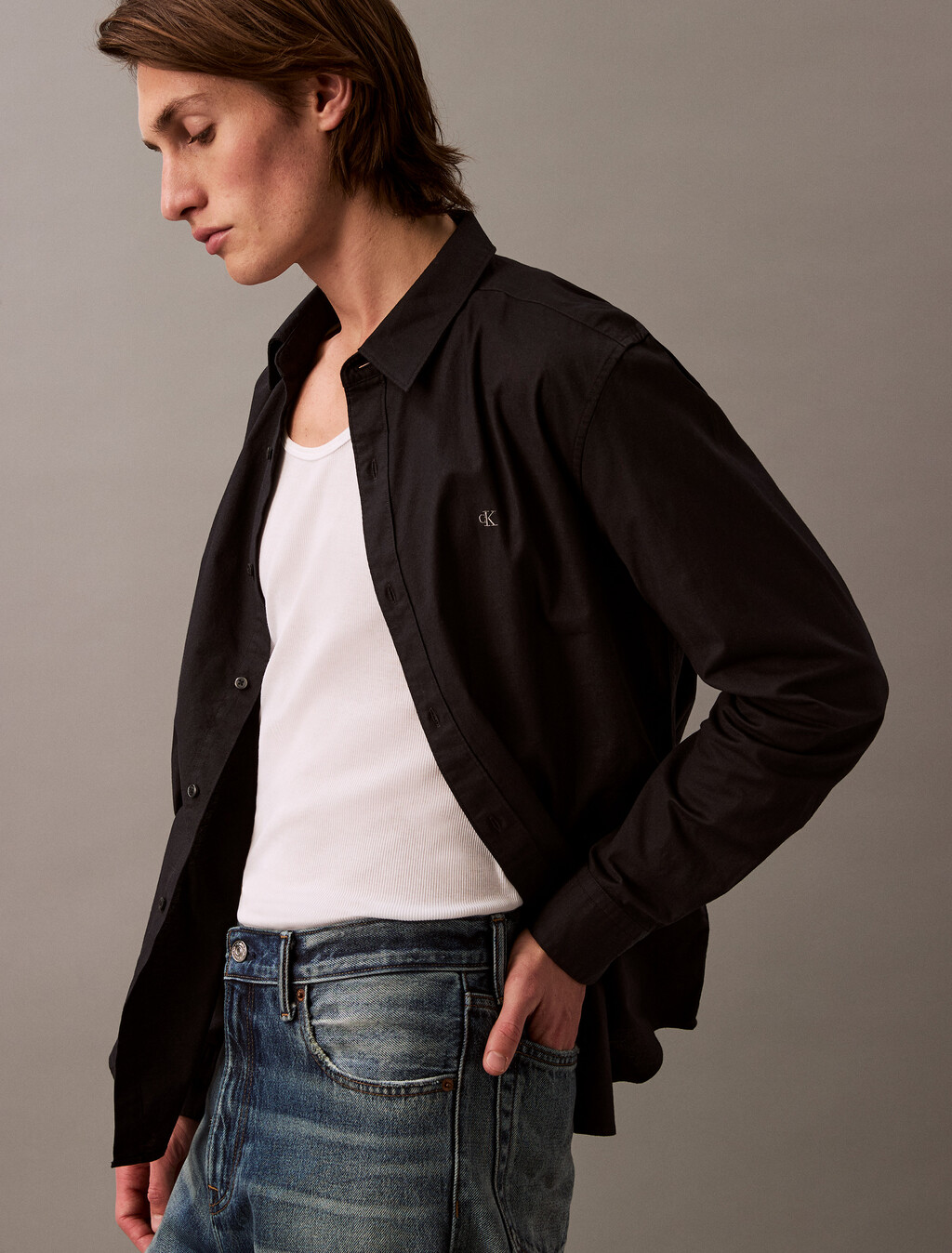 Solid Classic Oxford Button-Down Shirt, Black, hi-res