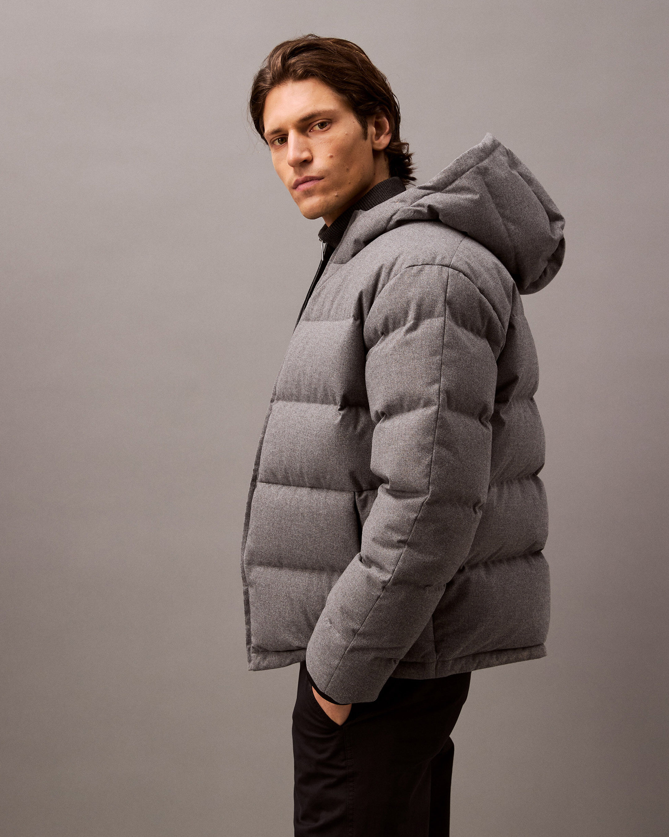 Tech Hooded Puffer Jacket black Calvin Klein Singapore
