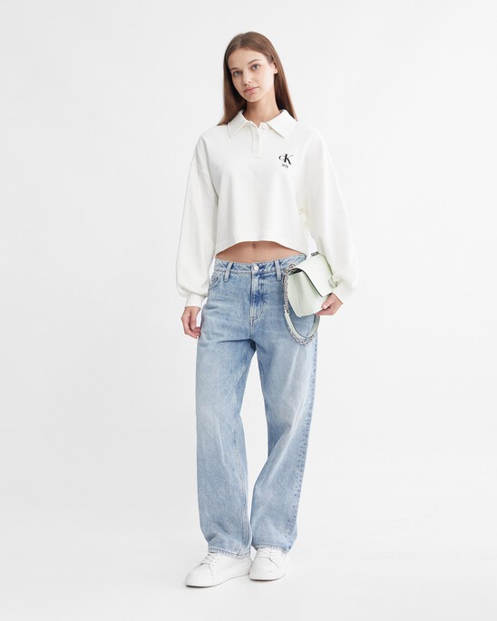 Varsity Polo Neck Pullover Sweatshirt