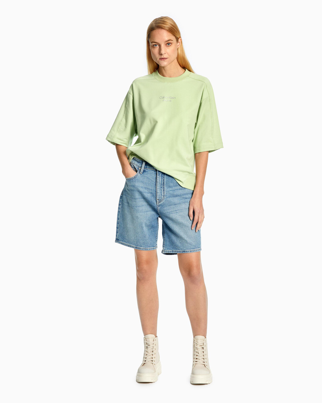 White On White Cropped Sweatshirt, Jaded Green, hi-res