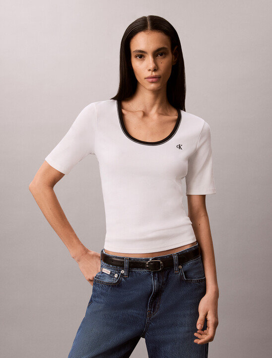Slim Ribbed Open Back T-shirt