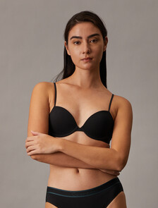 Tonal Logo Cotton Lightly Lined Demi Bra, Black, hi-res