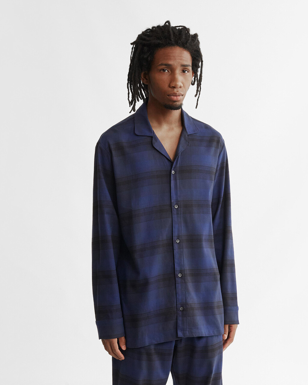 Flannel Long Sleeve Button Down Shirt, 12147 Inform Shadow Plaid+Blue Shadow, hi-res