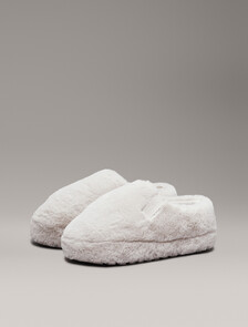 Faux Fur Slippers, Triple Eggshell, hi-res